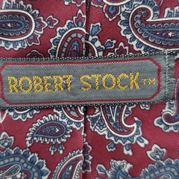 ROBERT STOCK PAISLEY SILK TIE BUNDLE RED YELLOW MAROON BLUE MEN'S OFFICE - Picture 9 of 9